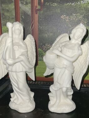 White Ceramic Angel Figurine - Decorative Home Accent